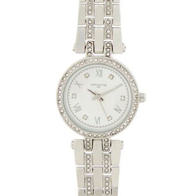 Ladies silver plated t-bar analogue watch